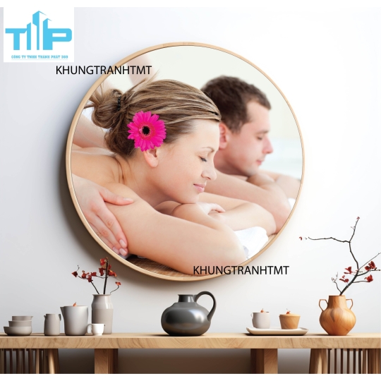 Khung tranh tráng gương - Tranh tròn spa chăm sóc da