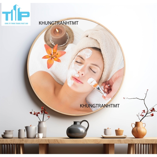 Khung tranh tráng gương - Tranh tròn spa chăm sóc da