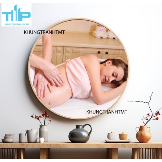 Khung tranh tráng gương - Tranh tròn spa chăm sóc da