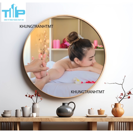 Khung tranh tráng gương - Tranh tròn spa chăm sóc da 1