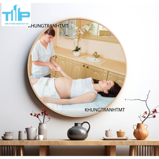 Khung tranh tráng gương - Tranh tròn spa chăm sóc da 1