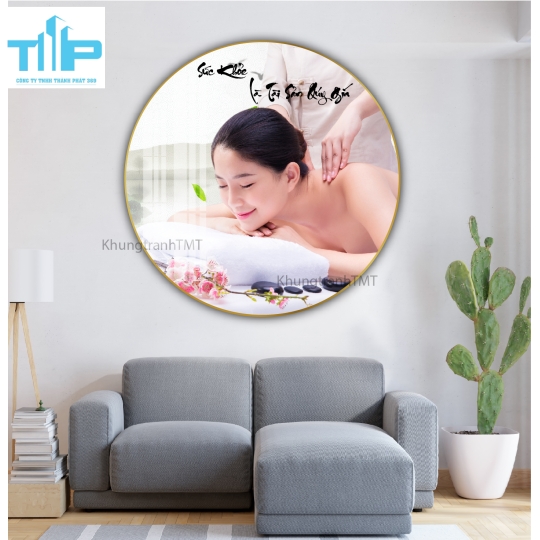 Khung tranh tráng gương- Tranh tráng gương tròn cho tiệm Dưỡng sinh, Spa
