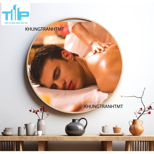 Khung tranh tráng gương - Tranh tròn spa chăm sóc da 1
