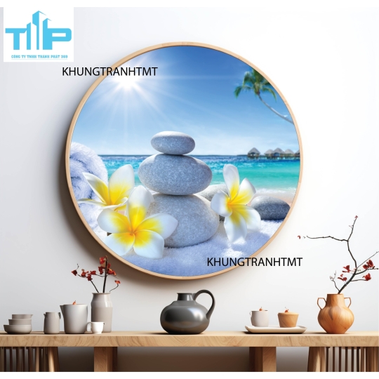 Khung tranh tráng gương - Tranh tròn spa chăm sóc da 1
