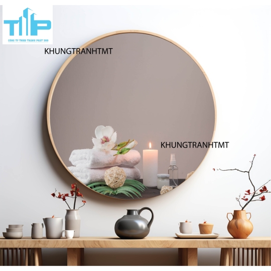 Khung tranh tráng gương - Tranh tròn spa chăm sóc da 1
