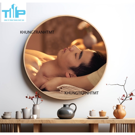 Khung tranh tráng gương - Tranh tròn spa chăm sóc da 1