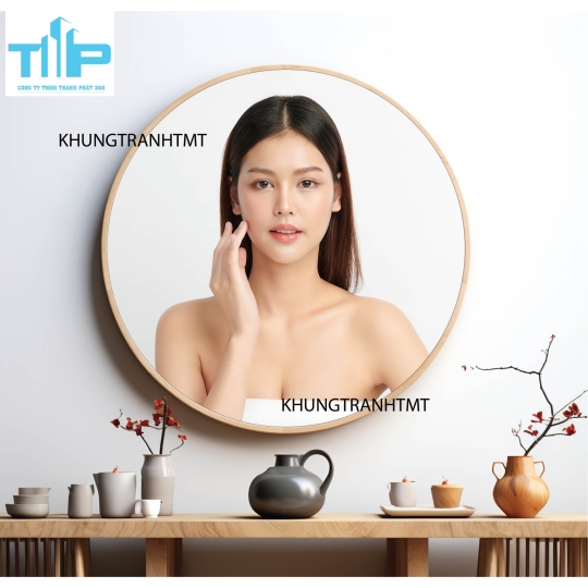 Khung tranh tráng gương - Tranh tròn spa chăm sóc da 2