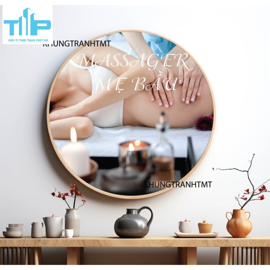 Khung tranh tráng gương - Tranh tròn spa chăm sóc da 2