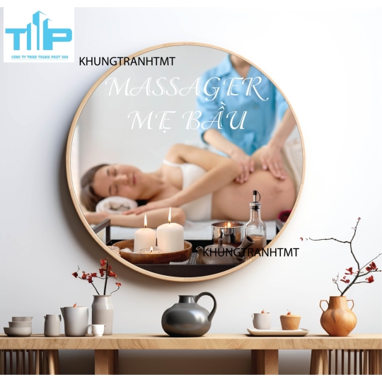 Khung tranh tráng gương - Tranh tròn spa chăm sóc da 2