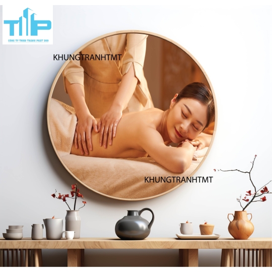 Khung tranh tráng gương - Tranh tròn spa chăm sóc da 2