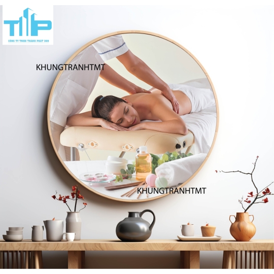 Khung tranh tráng gương - Tranh tròn spa chăm sóc da 3