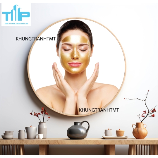 Khung tranh tráng gương - Tranh tròn spa chăm sóc da 3