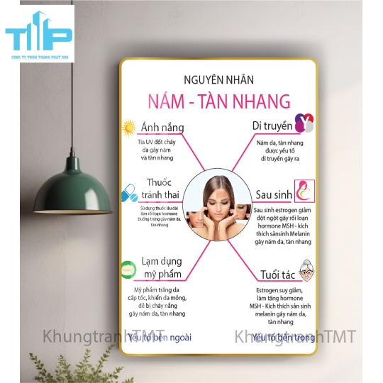 tranh trang gương treo tường thảm mỹ dành cho spa chuyên điều trị các vấn đề về da