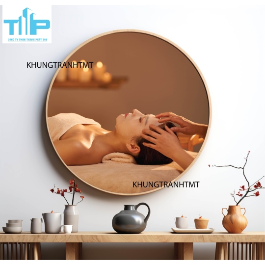 Khung tranh tráng gương - Tranh tròn spa chăm sóc da 3