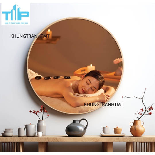 Khung tranh tráng gương - Tranh tròn spa chăm sóc da 3