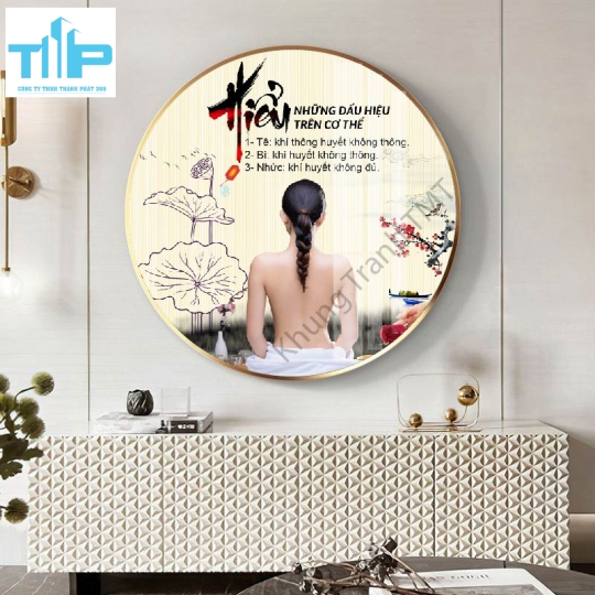 Khung tranh tráng gương- Tranh tráng gương tròn cho tiệm Dưỡng sinh, Spa