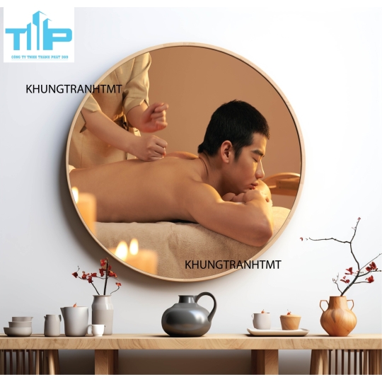 Khung tranh tráng gương - Tranh tròn spa chăm sóc da 3