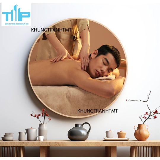 Khung tranh tráng gương - Tranh tròn spa chăm sóc da 3