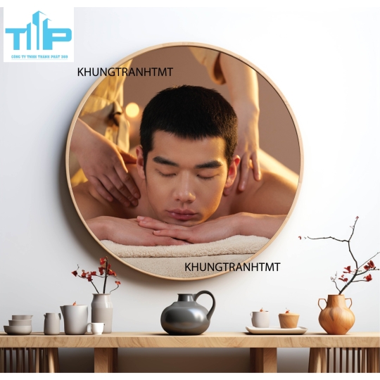 Khung tranh tráng gương - Tranh tròn spa chăm sóc da 4