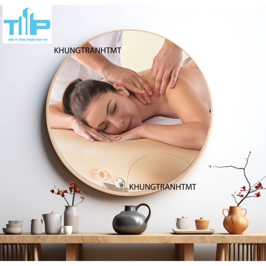 Khung tranh tráng gương - Tranh tròn spa chăm sóc da 4
