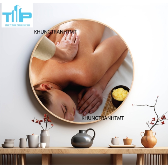 Khung tranh tráng gương - Tranh tròn spa chăm sóc da 4