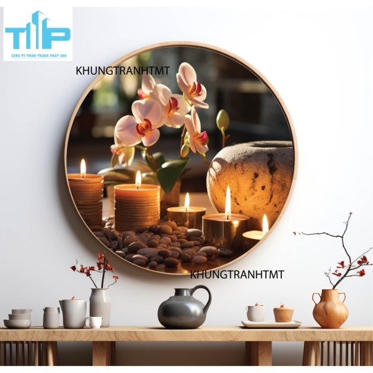 Khung tranh tráng gương - Tranh tròn spa chăm sóc da 4