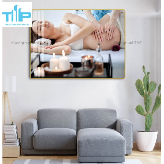 Khung tranh tráng gương -Massage, chăm sóc mẹ bầu