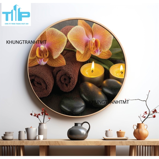 Khung tranh tráng gương - Tranh tròn spa chăm sóc da 5