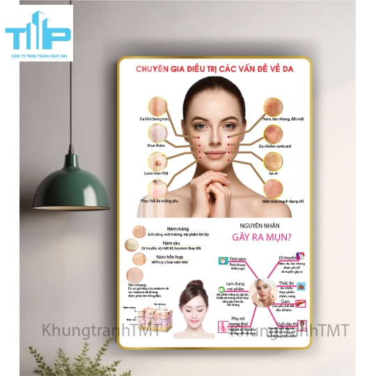tranh trang trí, tinh xảo, thẩm mỹ, đẹp mắt cho thẩm mỹ viện spa về các vấn đề da