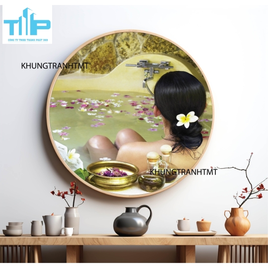 Khung tranh tráng gương - Tranh tròn spa chăm sóc da 5