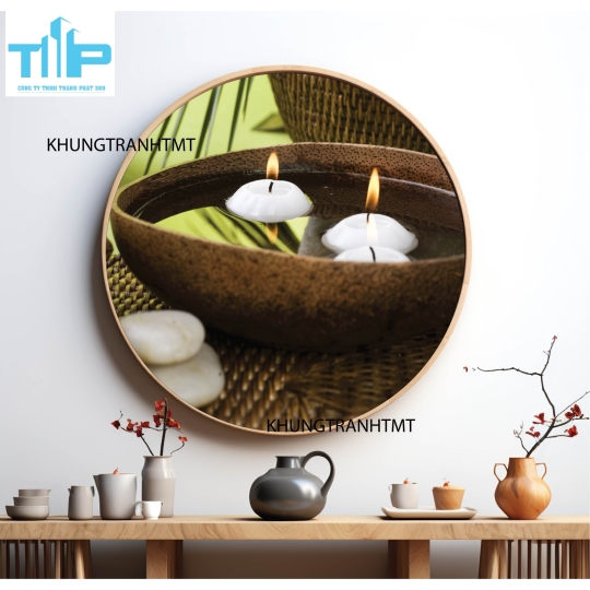 Khung tranh tráng gương - Tranh tròn spa chăm sóc da 5