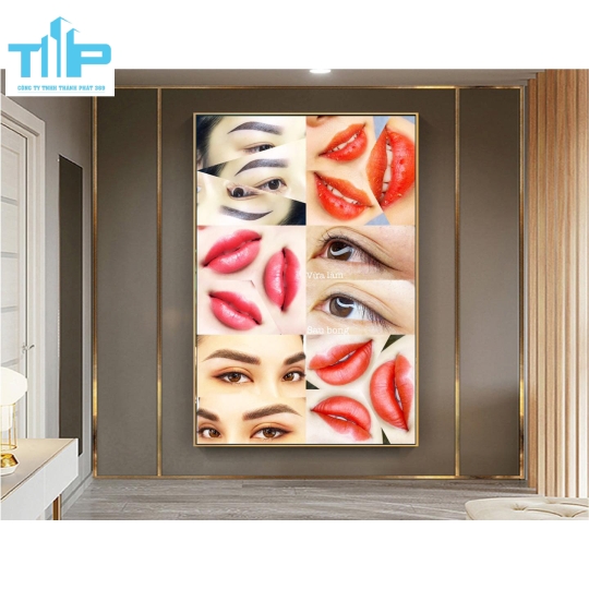 tranh sang trọng tráng gương cho spa thẩm mỹ viện vè phun xăm môi