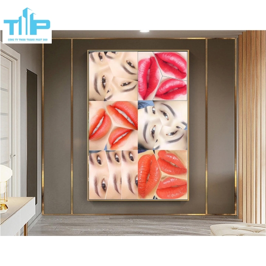tranh sang trọng tráng gương cho spa thẩm mỹ viện vè phun xăm môi