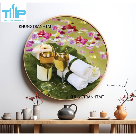 Khung tranh tráng gương - Tranh tròn spa chăm sóc da 5