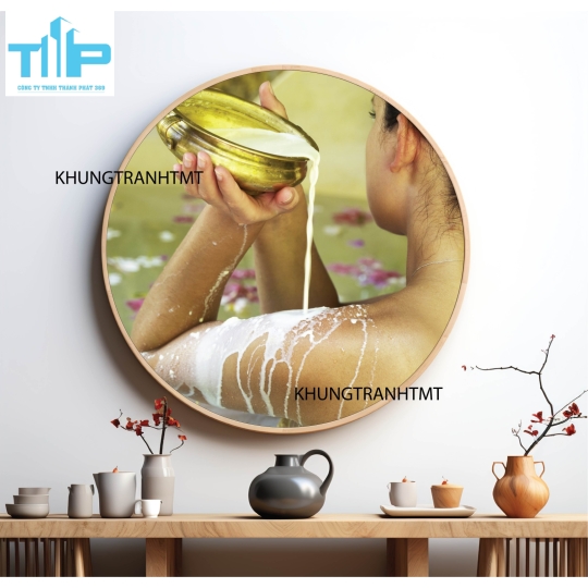 Khung tranh tráng gương - Tranh tròn spa chăm sóc da 5