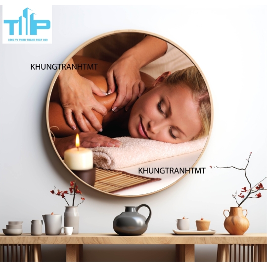 Khung tranh tráng gương - Tranh tròn spa chăm sóc da 5