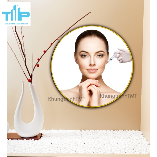 Khung tranh tráng gương- Tranh tròn Lợi ích căng da bằng chỉ