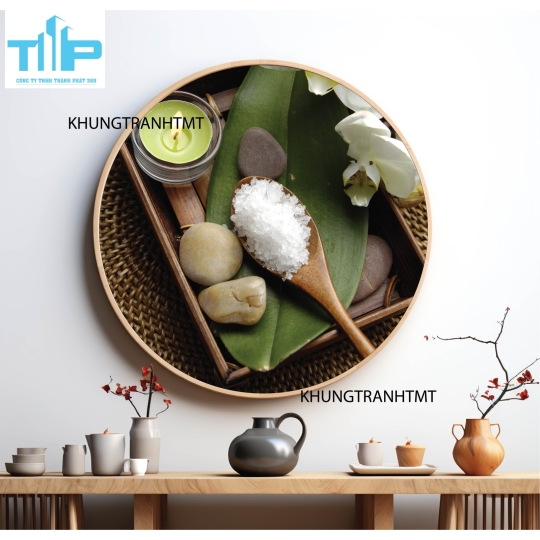 Khung tranh tráng gương - Tranh tròn spa chăm sóc da 5