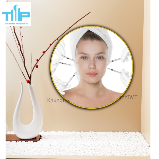 Khung tranh tráng gương- Tranh tròn Lợi ích căng da bằng chỉ