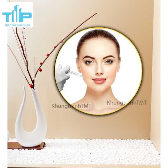 Khung tranh tráng gương- Tranh tròn Lợi ích căng da bằng chỉ