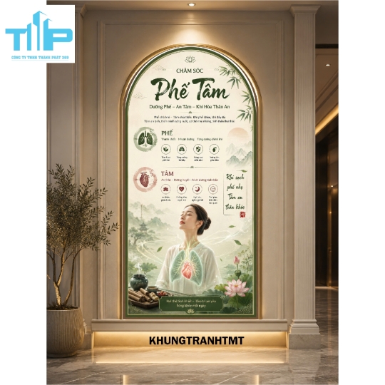 Tranh vòm chăm sóc dưỡng sinh toàn diện - khung tranh tráng gương sắc nét