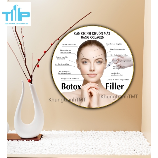 Khung tranh tráng gương- Tranh tròn Lợi ích căng da bằng chỉ