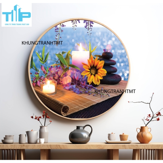 Khung tranh tráng gương - Tranh tròn spa chăm sóc da 6
