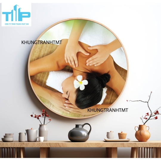 Khung tranh tráng gương - Tranh tròn spa chăm sóc da 6
