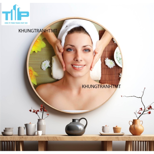 Khung tranh tráng gương - Tranh tròn spa chăm sóc da 6