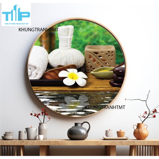 Khung tranh tráng gương - Tranh tròn spa chăm sóc da 6