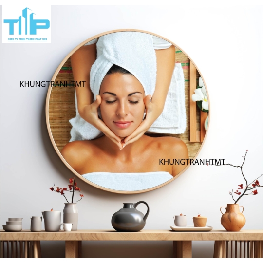 Khung tranh tráng gương - Tranh tròn spa chăm sóc da 6