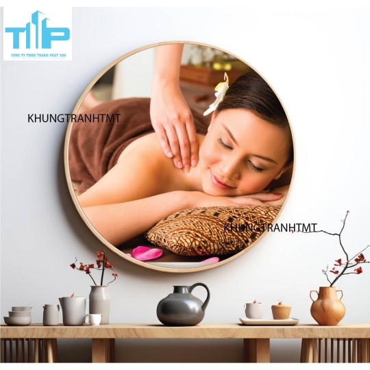 Khung tranh tráng gương - Tranh tròn spa chăm sóc da 6