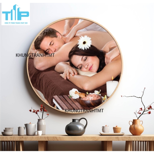 Khung tranh tráng gương - Tranh tròn spa chăm sóc da 7