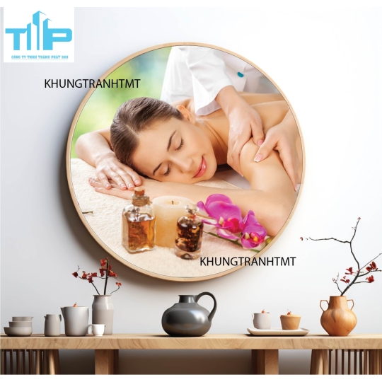 Khung tranh tráng gương - Tranh tròn spa chăm sóc da 7